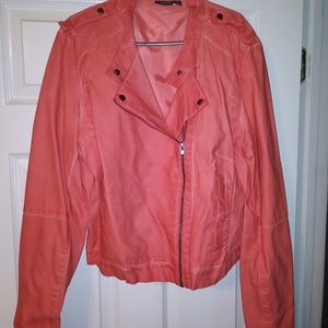 Faux Leather Distressed short Motorcycle Jacket